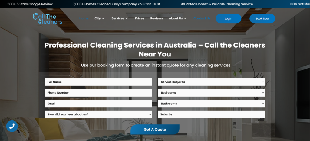 Call The Cleaners homepage