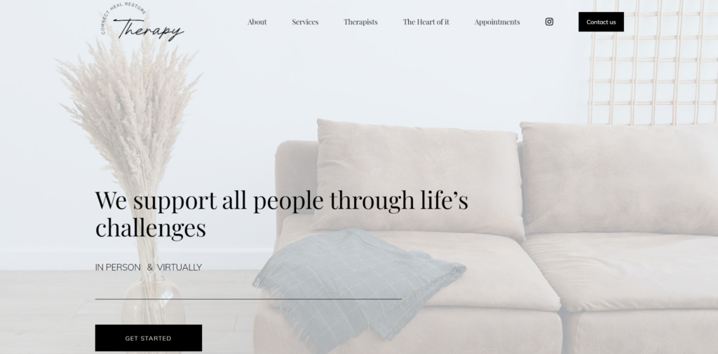 Connect Heal Restore Therapy homepage