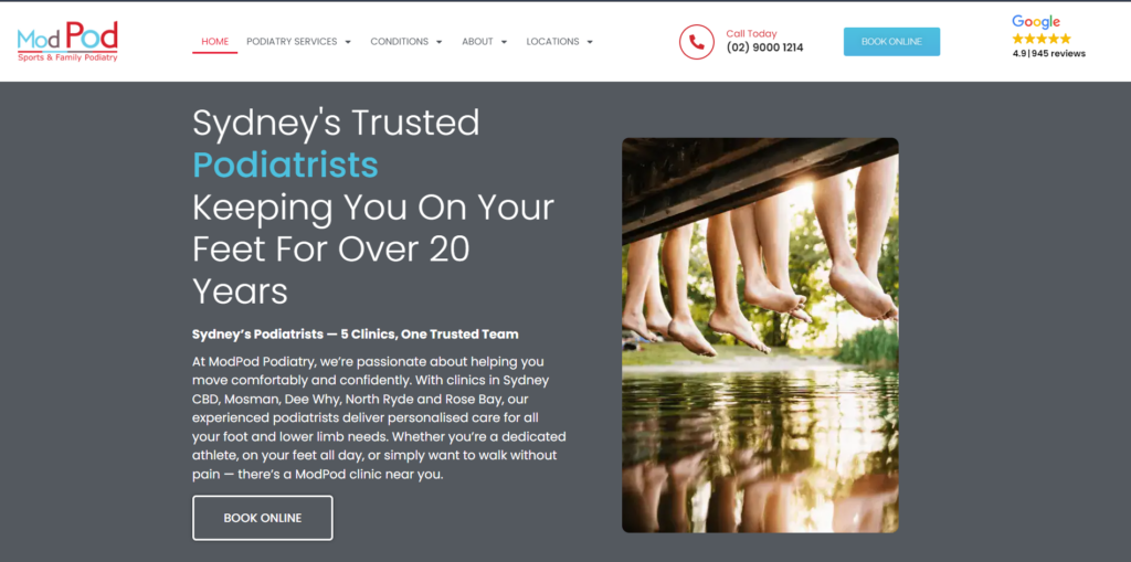 ModPod Podiatry homepage